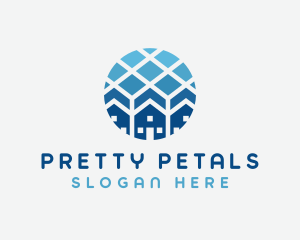 Blue Geometric Real Estate logo design