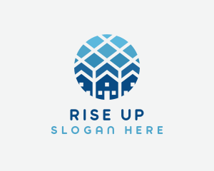 Blue Geometric Real Estate logo design