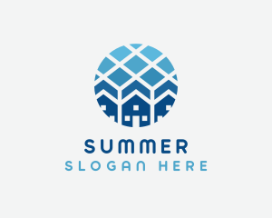 Blue Geometric Real Estate logo design