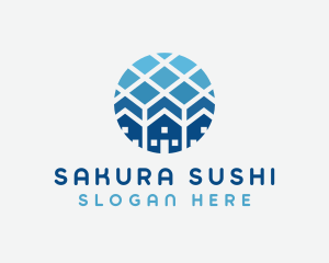 Blue Geometric Real Estate logo design