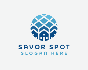 Blue Geometric Real Estate logo design