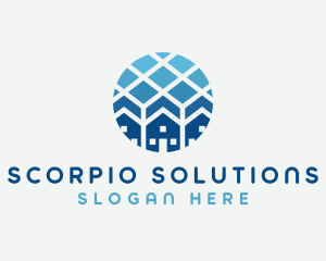 Blue Geometric Real Estate logo design