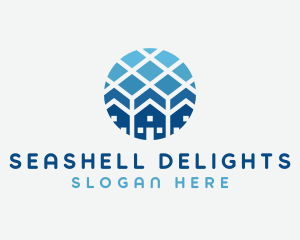 Blue Geometric Real Estate logo design