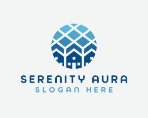 Blue Geometric Real Estate logo design