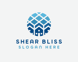 Blue Geometric Real Estate logo design