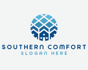 Blue Geometric Real Estate logo design