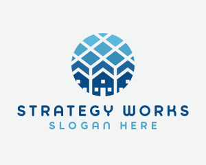 Blue Geometric Real Estate logo design