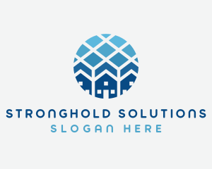 Blue Geometric Real Estate logo design