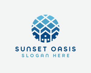 Blue Geometric Real Estate logo design