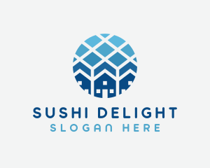 Blue Geometric Real Estate logo design