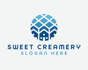 Blue Geometric Real Estate logo design