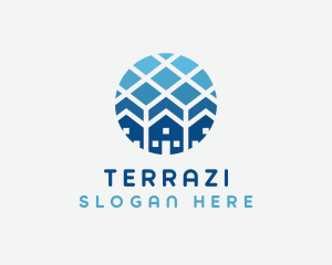 Blue Geometric Real Estate logo design