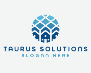 Blue Geometric Real Estate logo design