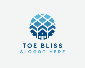 Blue Geometric Real Estate logo design