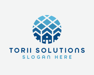 Blue Geometric Real Estate logo design