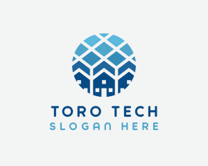 Blue Geometric Real Estate logo design