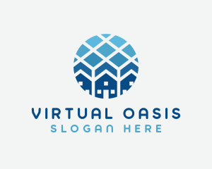 Blue Geometric Real Estate logo design