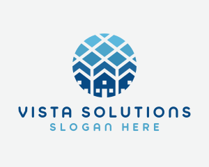 Blue Geometric Real Estate logo design