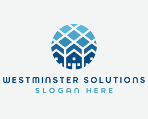 Blue Geometric Real Estate logo design