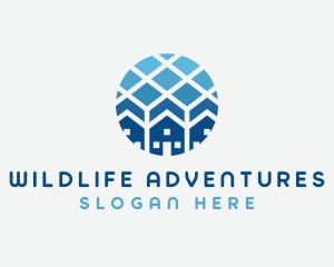 Blue Geometric Real Estate logo design