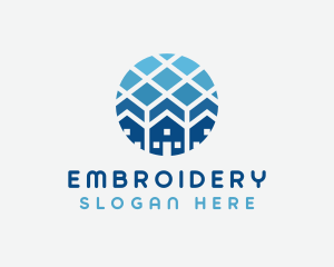 Blue Geometric Real Estate logo design