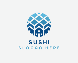 Blue Geometric Real Estate logo design