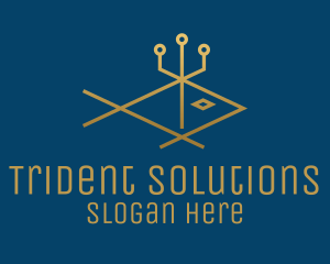 Trident - Gold Fish Trident logo design