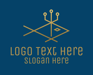 Fish - Gold Fish Trident logo design