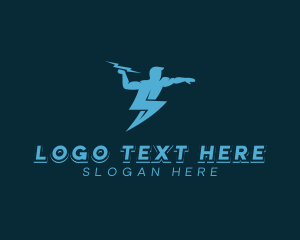 Superhero - Human Lightning Bolt logo design