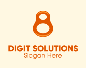 Number - Orange Modern Number 8 logo design