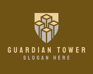 Skyscraper Building Shield logo design