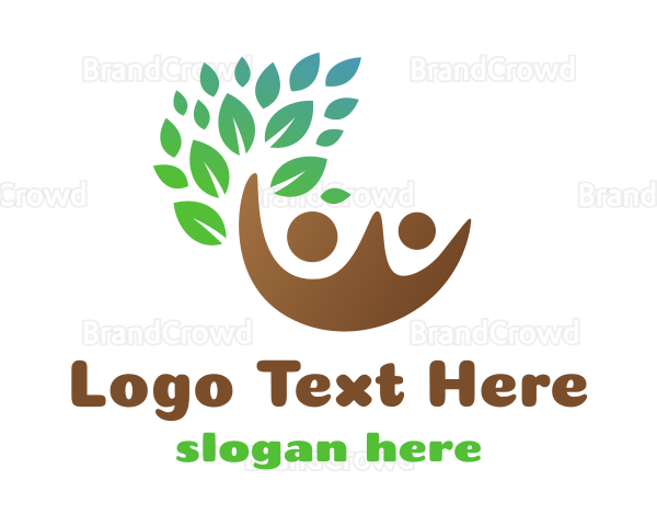 Brown Couple Leaf Logo