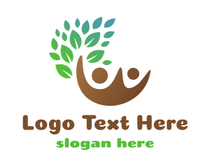 Grow - Brown Couple Leaf logo design