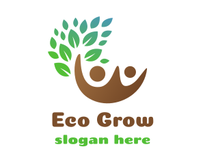 Brown Couple Leaf logo design