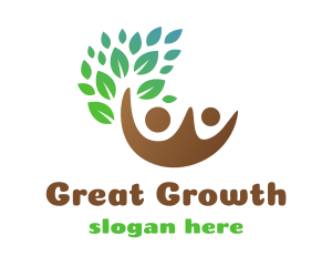 Brown Couple Leaf logo design