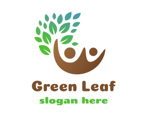 Brown Couple Leaf logo design