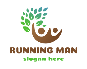 Vegetarian - Brown Couple Leaf logo design