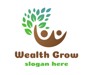 Brown Couple Leaf logo design