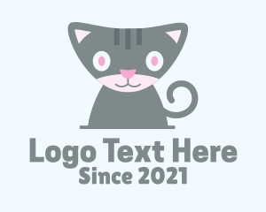 Kitten - Gray Cat Character logo design