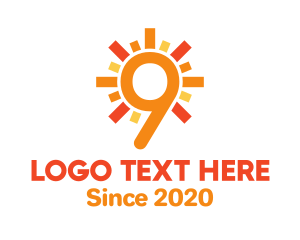 Summer - Solar Sun Number 9 logo design