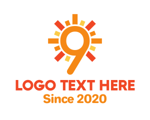 Number 9 - Solar Sun Number 9 logo design