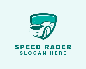 Racecar - Sparkling Shield Racecar logo design