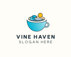 Beach Coffee Cup logo design