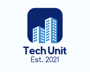 Unit - Twin Building Badge logo design