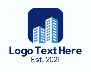 Flat - Twin Building Badge logo design