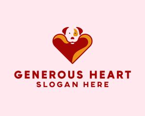 Cute Heart Dog  logo design