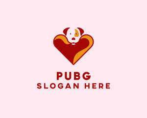 Orange Puppy - Cute Heart Dog logo design