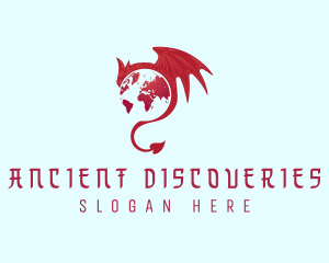 Mythical Dragon Globe logo design