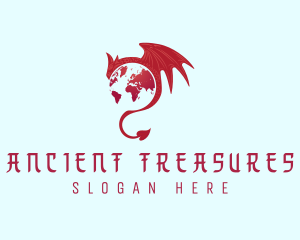 Mythical Dragon Globe logo design