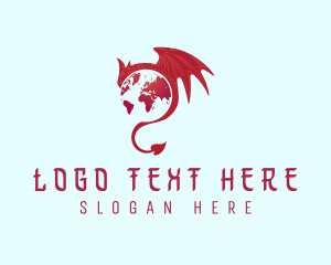 Monster - Mythical Dragon Globe logo design